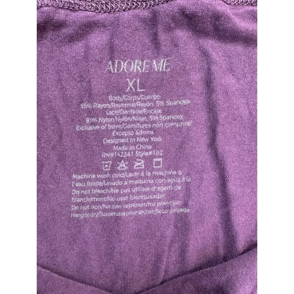 Adore Me Women’s Babydoll Slip Dress XL Purple Mesh Lace Y2K Floral Retro Slinky - Picture 11 of 15